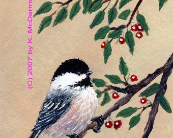 Chickadee Art - Chickadee Detail Print from Set 13, Bird 1 - Brushstroke Enhanced