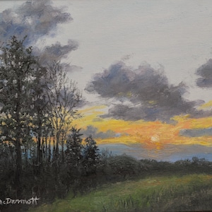 TWILIGHT MEADOW (C) 2017 by K. McDermott - 8 X 10 inch oil on canvas - frame NOT included