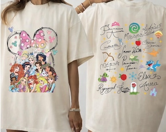 Disney Princess PNG, Watercolor Magic Castle Princess PNG, Signature Sketch Disney Princess Disneyland Family Trip Matching Tees Sublimation