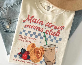 Retro Main Street Moms Club PNG, Mickey Waffles Coffee Tee (Digital Download)