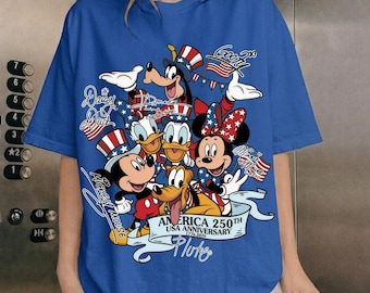 Retro Mickey & Friends 4th of July PNG, USA 250th Anniversary