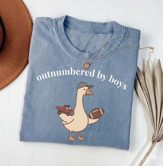Funny Goose Mama PNG, Outnumbered by Sons, Retro Sports T-Shirt (Digital Download)