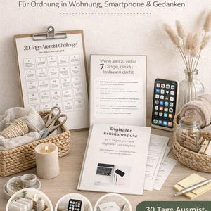 Ausmist Bundle PDF – Gedanken ordnen, Wohnung entrümpeln & Handy aufräumen | Mental Load Reset | Sofort Download