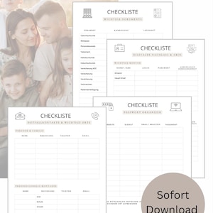 Modelo de Pasta de Emergência em PDF, Ferramenta de Planejamento Antecipado de Cuidados Familiares, Lista de Verificação de Documentos, Rastreador de Senhas e Arquivo Digital para Impressão (Pacote com 4)