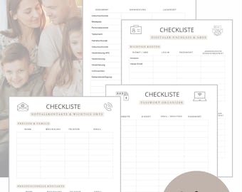 Emergency Folder Template PDF, Family Advance Care Planning Tool, Checklist Documents Password Tracker & Digital Legacy Printable, 4-Pack