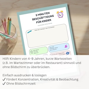 Creative printable activity sheet for children, to fill waiting time without a mobile phone, restaurant/waiting room printable for children 4-9 years.