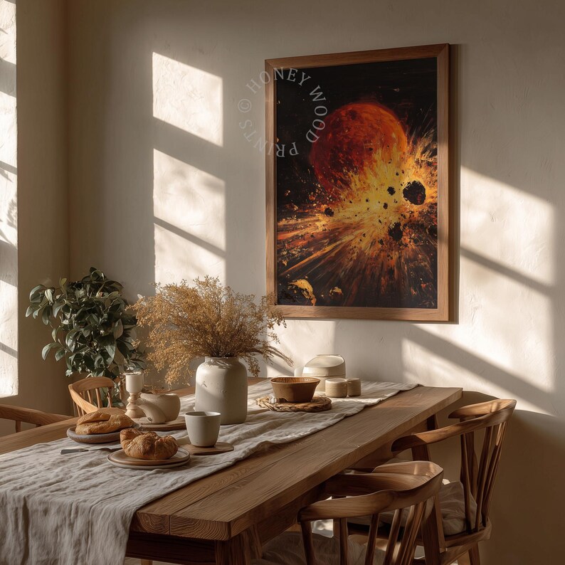 Red Star Explosion With Asteroid Field - Moody Sci-fi Printable, Cosmic ...