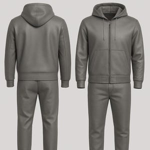 Puede incluir: Un conjunto de ch&aacute;ndal gris de dos piezas. La chaqueta con capucha tiene una cremallera completa, un bolsillo delantero y pu&ntilde;os y dobladillo acanalados. Los pantalones a juego tienen un dise&ntilde;o de pierna recta. El conjunto est&aacute; hecho de un material suave y texturizado.