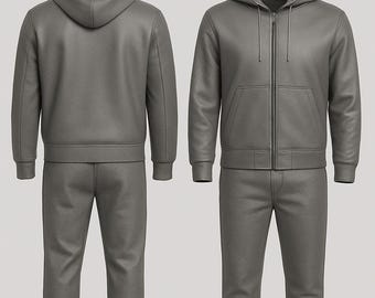 Men's Handmade Premium Leather Tracksuit - Jogging style Men Brayden Geniune Leather Track Suit - Men's  ActiveWear Gray Leather Sweatsuit