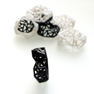 3D printed geometric ring Triangulated Ring in Black. triangle jewelry. modern statement jewelry image 4