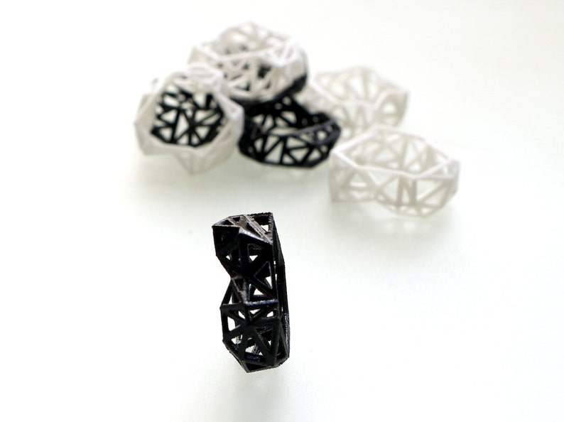 3D printed geometric ring Triangulated Ring in Black. triangle jewelry. modern statement jewelry image 4