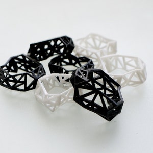 3D printed geometric ring Triangulated Ring in Black. triangle jewelry. modern statement jewelry image 5