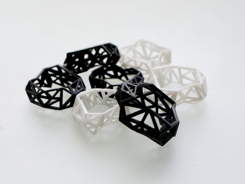 3D printed geometric ring Triangulated Ring in Black. triangle jewelry. modern statement jewelry image 5