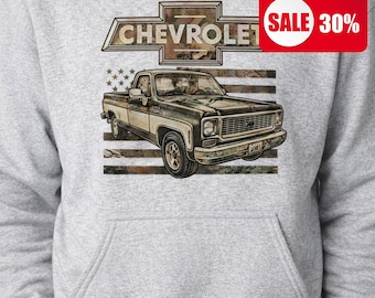 Vintage Chevy Truck Hoodie, anpassbarer klassischer Pick-Up, Unisex Heavy Blend