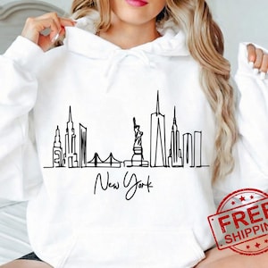 NYC Skyline Hoodie | Minimal Line Art New York Sweatshirt | City Graphic Hoodie