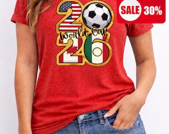 2026 World Cup Fußball-Grafik-T-Shirt, minimalistisches Design, Unisex-Shirt aus weichem Stoff