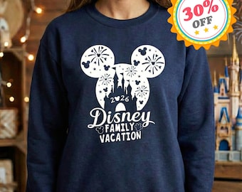 Disney Familien Urlaub Shirt 2026 Schloss Feuerwerk
