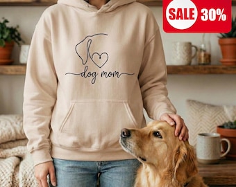 Hunde Mama Hoodie - Minimalistische Linie Kunst, Tierliebhaber Sweatshirt