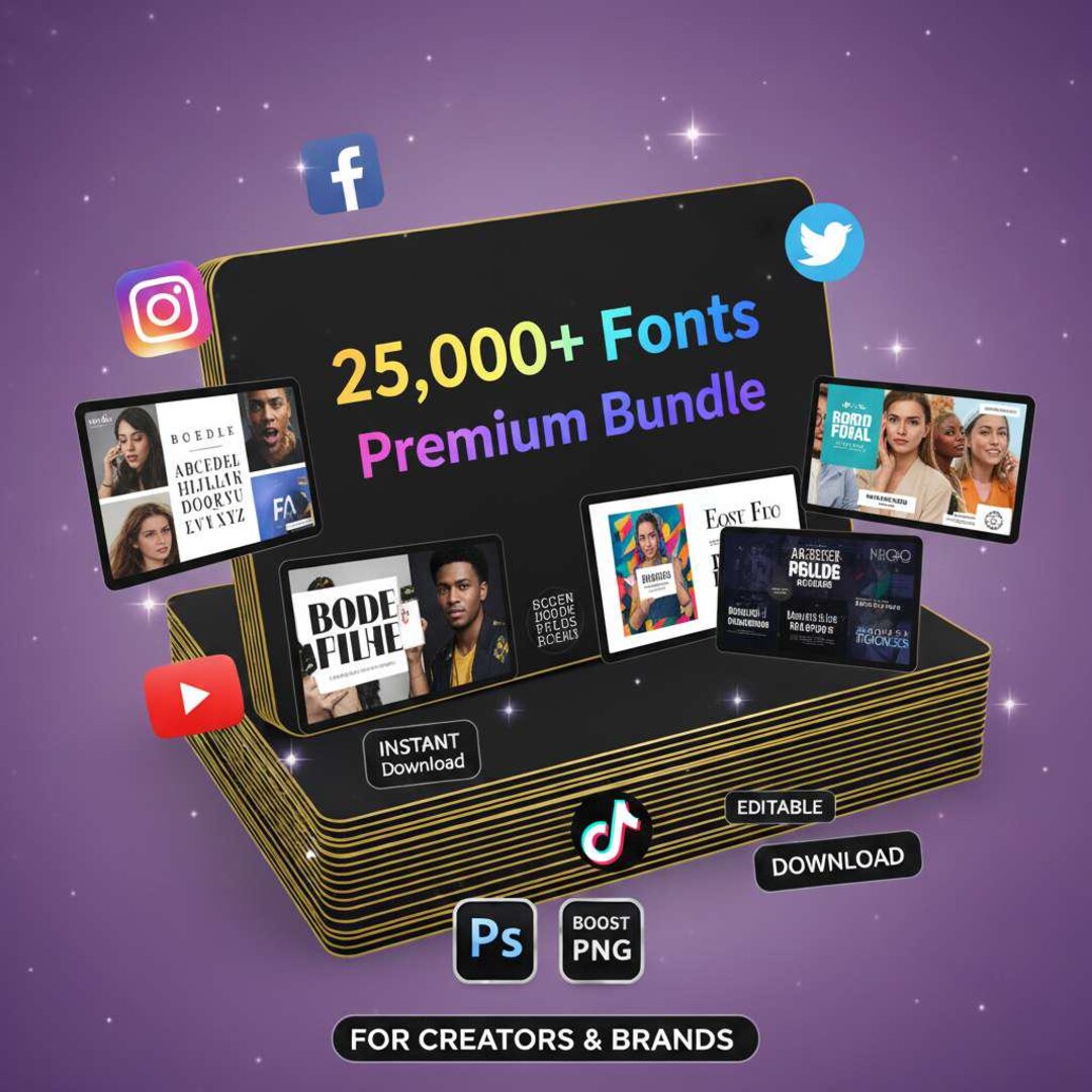 25,000+ Fonts Premium Bundle | Ultimate Font Collection for Designers ...
