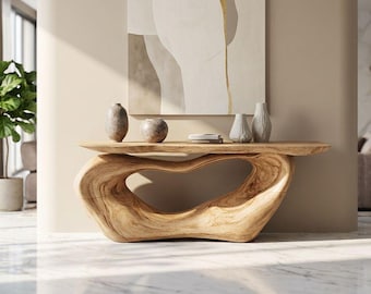 Natural Modern Organic Handmade Solid Wood Console Table