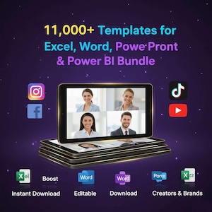 11,000+ Business Templates Bundle, Excel, Word, PowerPoint, Power BI (Digital Download)