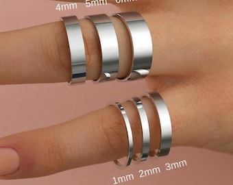 Handgefertigte Eheringe aus 14-karätigem Weißgold – Flache Komfortpassform, 1 mm, 2 mm, 3 mm, 4 mm, 5 mm, 6 mm, Geschenk für Sie, Geschenk für Ihn