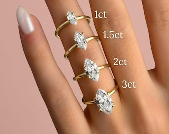 Verlobungsring aus 14-karätigem Gold im Marquise-Schliff, Ring mit simuliertem Diamanten, Ehering, unechter Verlobungsring, Reisering, Solitär-Diamantring