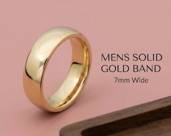 Herren-Ehering aus 14-karätigem Gold, Herren-Ehering aus Gold, polierter, gewölbter Goldring für Damen