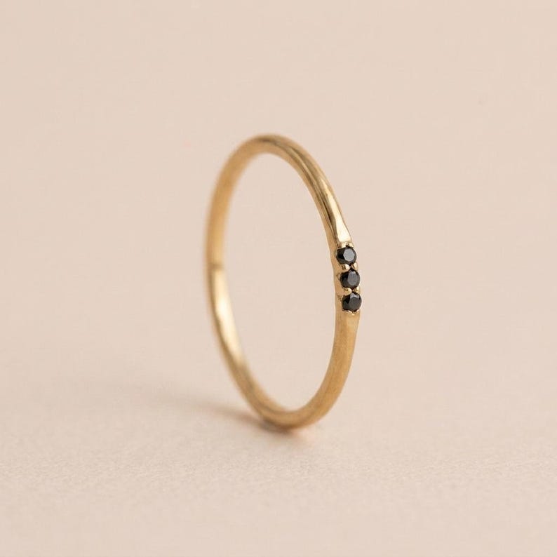 Personalized Birthstone Stackable Ring • Minimal Gold Vermeil Stacking Ring • Gift for Her • Mothers Day Gift • Handmade Jewelry