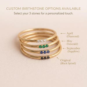 Personalized Birthstone Stackable Ring • Minimal Gold Vermeil Stacking Ring • Gift for Her • Mothers Day Gift • Handmade Jewelry