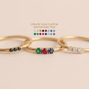 Personalized Birthstone Stackable Ring • Minimal Gold Vermeil Stacking Ring • Gift for Her • Mothers Day Gift • Handmade Jewelry