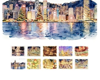 Hong Kong-kerst door de jaren heen - ansichtkaartencollectie (set van 10)