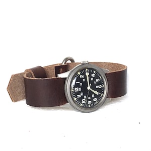 Single Pass Horween Chromexcel Dark Brown Leather Watch Strap Gift For Him