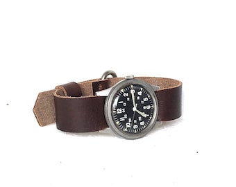 Correa de reloj Horween Chromexcel de cuero hecha a mano - Marrón oscuro