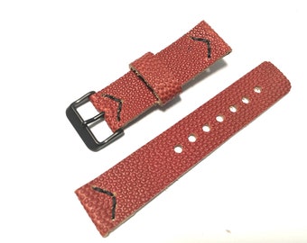 Correa de reloj de cuero Horween Football hecha a mano - Regalo artesanal