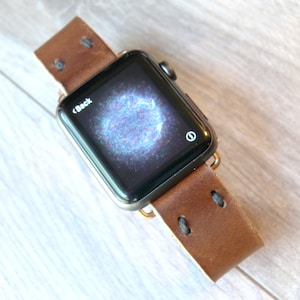ハンドメイドレザーApple Watchバンド：ブラウンレザーストラップ、全シリーズ