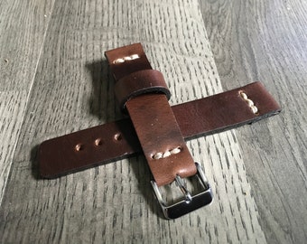 Sports Horween Leather Band, Horween Strap, Sports Finished Leather Band 14mm 16mm 18mm 20mm 22mm 24mm band, gift for him, handmade band