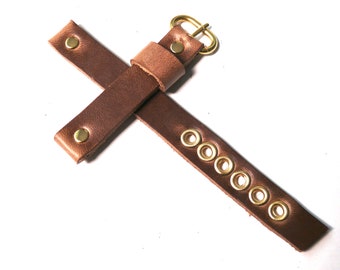 Ready to Ship Natural Brown Horween Band, Leather Strap 10mm 12mm 14mm 16mm