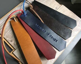 Personalized Horween Leather Bookmark Gift Up to 25 characters customization