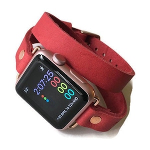 Double Wrap Apple Watch strap, 38mm 40mm 41mm, 42mm 44mm 45mm 46mm leather watch band, Apple watch strap, iwatch