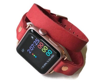 Series 8 Strap, Double Wrap Apple Watch strap, 38mm 40mm 41mm, 42mm  44mm 45mm leather watch band, Apple watch strap, iwatch, apple watch