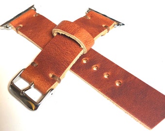 Correa de cuero Horween Dublin para Apple Watch, hecha a mano: estilo vintage
