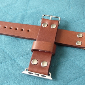 Handmade rugged thick leather iwatch band, Brown Strap. Apple Watch Band. Wickett & Craig full grain band. All series Apple strap