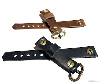 Correa de reloj de cuero Horween hecha a mano: correa de asa fija con tornillo Chicago