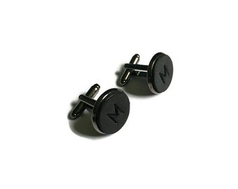 Personalized Leather Cufflinks, Custom Initial Anniversary Gift