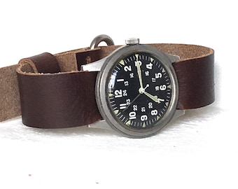 Single Pass Horween Chromexcel Dark Brown Leather Watch Strap Gift For Him