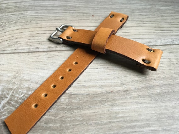 Leather watch band Horween Camel Brown Band Horween band | Etsy