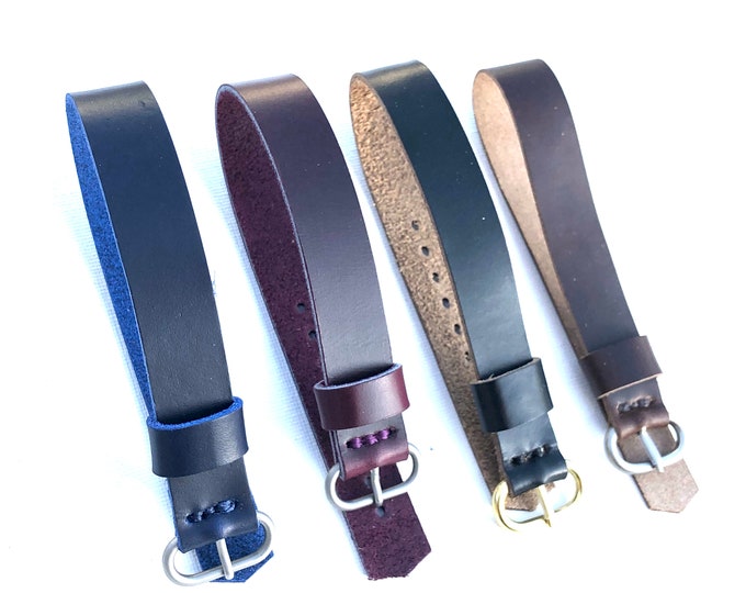 Single Pass Horween Leather Watch Band in Four Colors: Brown, Black, Blue and Purple, Great Gift For Him, Vintage Watch Strap