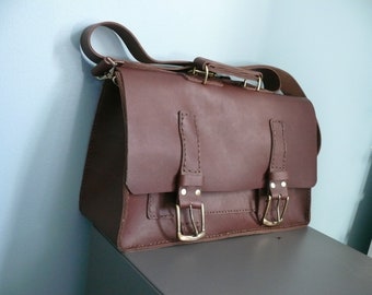 Genuine Leather Messenger Bag, Brown leather shoulder bag, handcrafted bag, handmade bag, Gift for Him, Handstitched Bag, Leather Gift