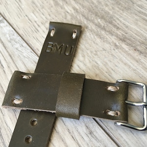 Horween Dark Olive Leather Watch Band: Handcrafted, Personalized